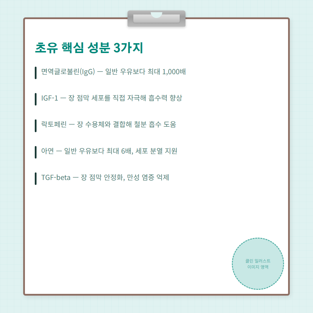 초유 효능 성장기 - 성분 리스트