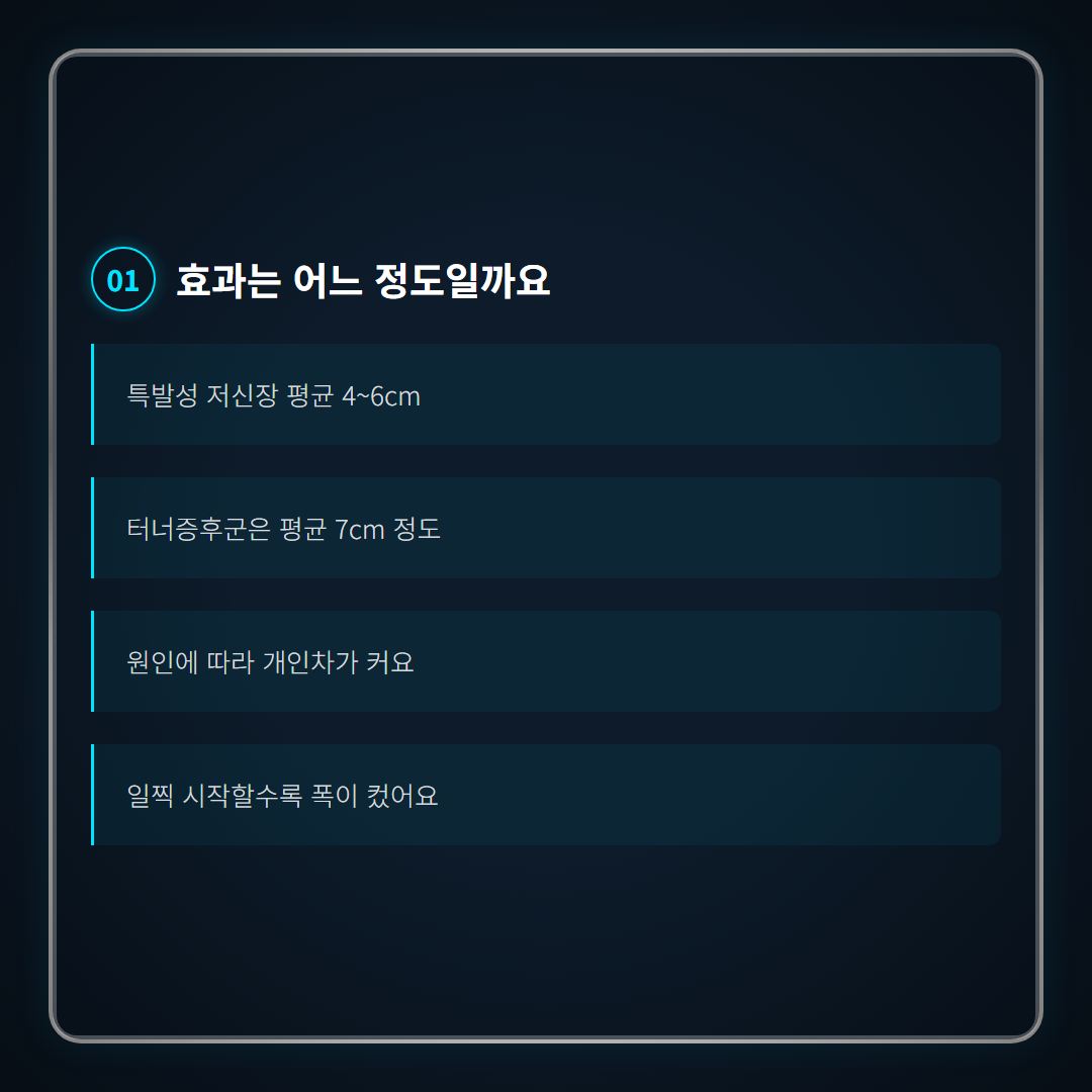 성장호르몬 주사 효과 - 적응증별 효과 수치