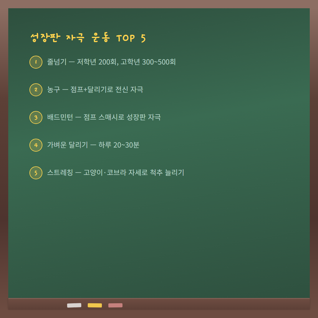 성장판 운동 - 운동 리스트