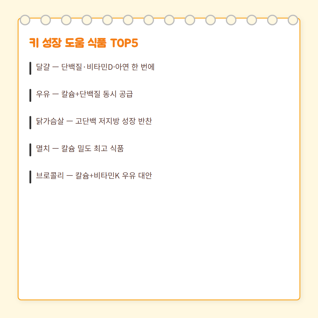 키 크는 식단 - 도움 음식